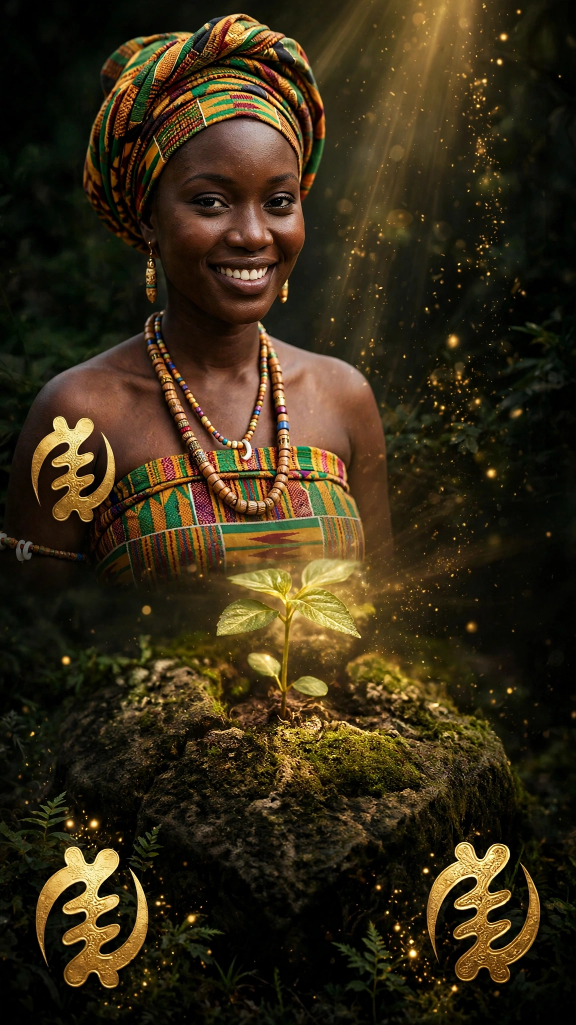 Regal vertical variant: Kente regalia portrait framed for poster and vinyl use.