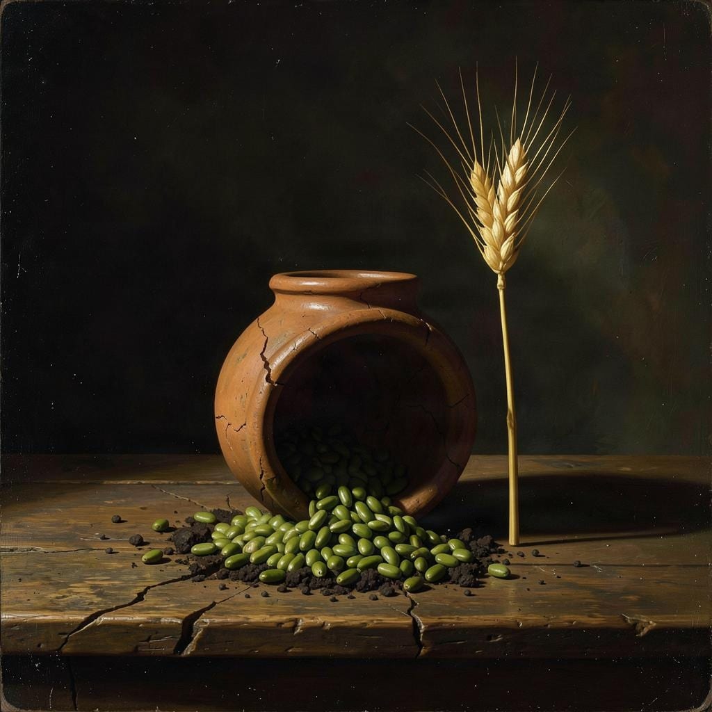 Cracked clay wheat stalk standing tall abundance 2135